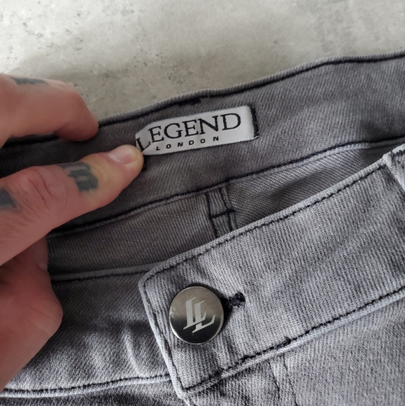 Legend London Distressed Grey Slimfit Stetch Jeans W36 L30 - Picture 4 of 5